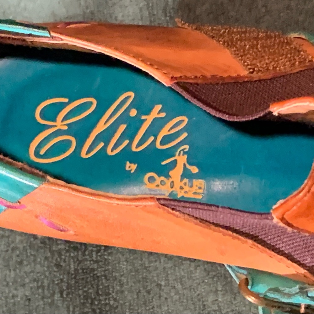 Elite by Corky Sz 10 NWOT multicolored leather 3 inch stacked wood heel - Picture 8 of 8